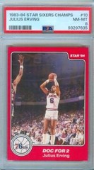 1983-84 Star SIXERS Champs Basketball JULIUS ERVING #10 76ers PSA 8