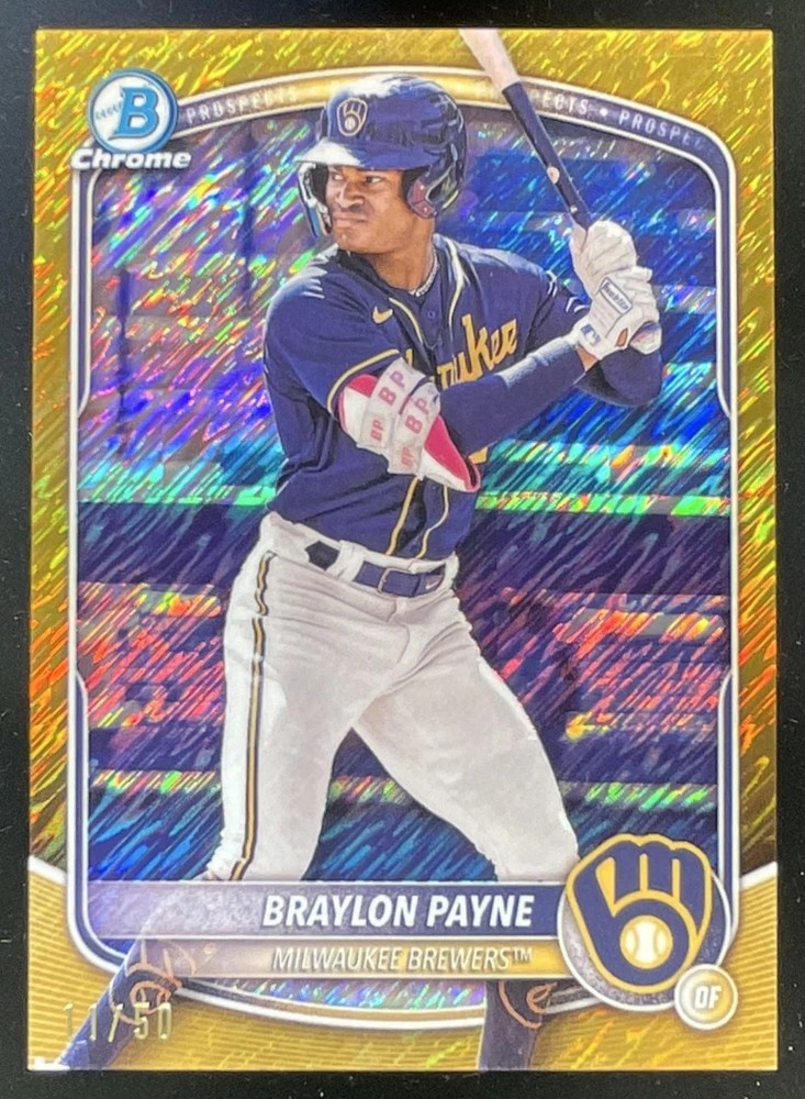 2025 Bowman Chrome Prospects Gold Shimmer Refractor #BCP-148 Braylon Payne /50