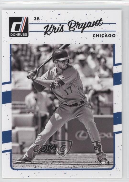 2017 Panini Donruss Variation Cyan Back Kris Bryant (Black and White Photo) 1s3