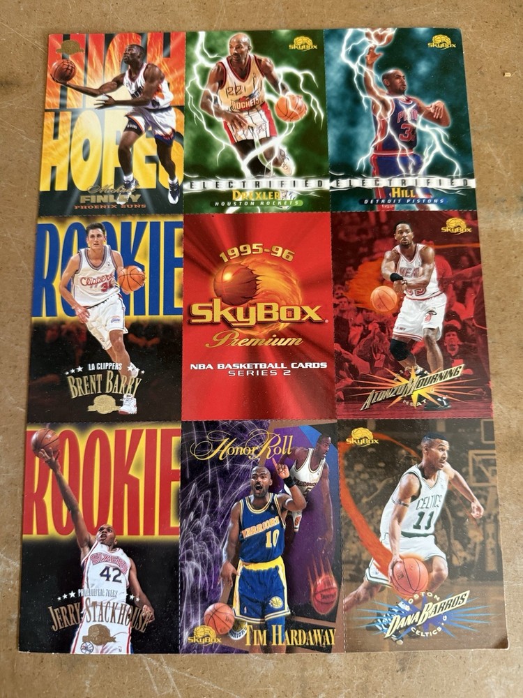 1994-95 Skybox Premium Series NBA Promo Uncut Sheets Mourning Hill Drexler Cards