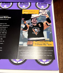 Mario Lemieux 1992-93 Penguins Tribune Review Card Back to Back Stanley Cups