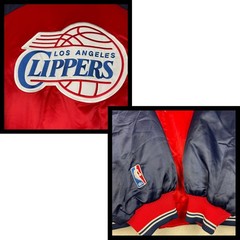 Vintage Nike Team Los Angeles Clippers Bomber Jacket Mens XL Red Blue NBA Satin