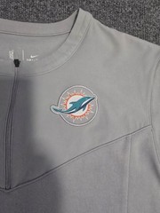 Miami Dolphins Sweatshirt Mens L Gray Long Sleeve Quarter Zip Team Issued NFL