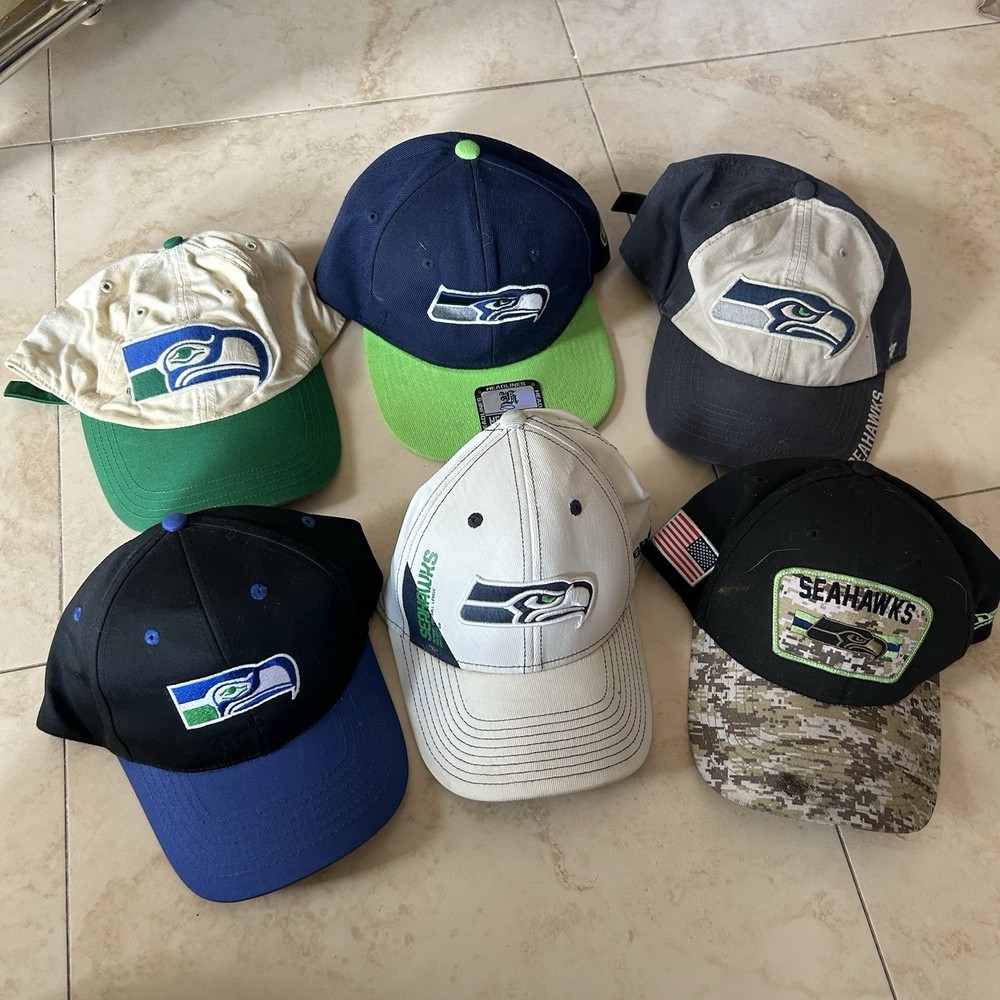 Seattle Seahawks Lot Of 6 New Era Sports Hat Cap Strap Back Adult One Size NFL