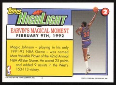 Magic Johnson 1992-93 Topps Highlight #2 Los Angeles Lakers