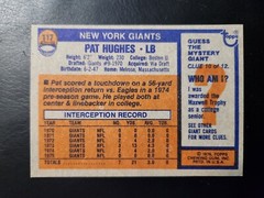 pat hughes 1976 T #117 GIANTS LB