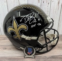 DREW BREES SIGNED NEW ORLEANS SAINTS FULL SIZE HELMET BECKETT COA 4W503645 HOF