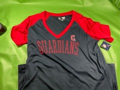 Cleveland Guardians V-Neck Women&rsquo;s Red/Blue Tshirt Campus Lifestyle NEW RR