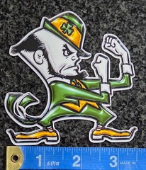 Notre Dame Fighting Irish Leprechaun Vinyl Delcal / Sticker Water Resistant UV