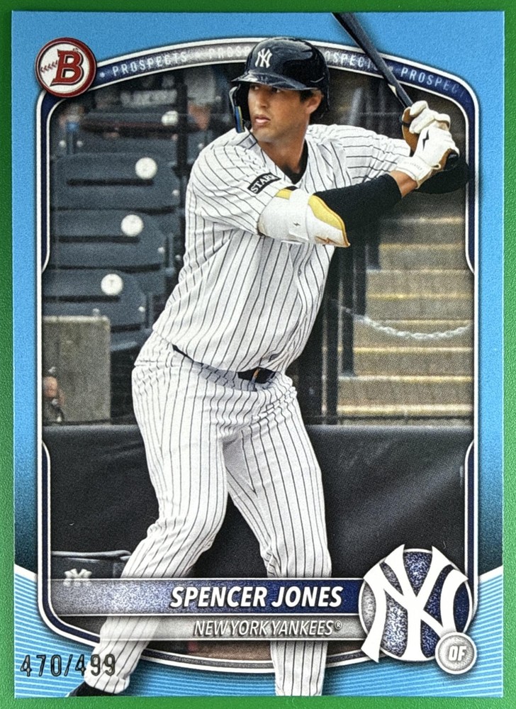 2025 Bowman Draft Spencer Jones #BD-9 Sky Blue Border 470/499 Yankees