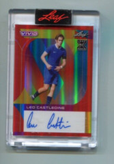 2022 Leaf Vivid LEO CASTLEDINE Red Autograph Rookie SHREWSBURY TOWN FC #d 6/6