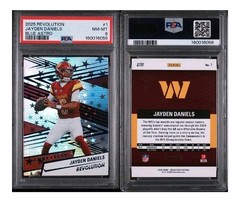 2025 Panini Revolution Jayden Daniels #1 Blue Storm /549 PSA 8