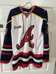 Baldwin #30 Atlanta Braves Hockey Jersey White Navy Red Gold
