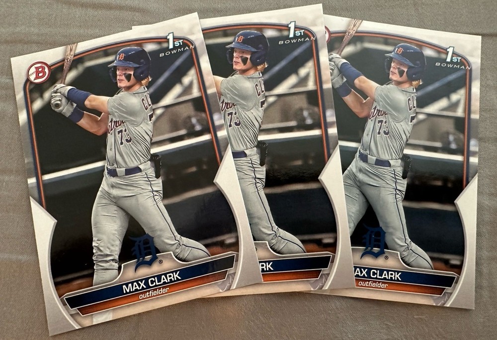 (3) Max Clark 2023 Bowman Draft Paper Base RC 1st Bowman Lot #BD-76 Tigers