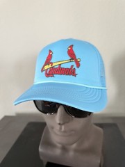 RETRO THROWBACK ST. LOUIS CARDINALS 1970’s ROAD BLUE ADULT TRUCKER SNAPBACK HAT