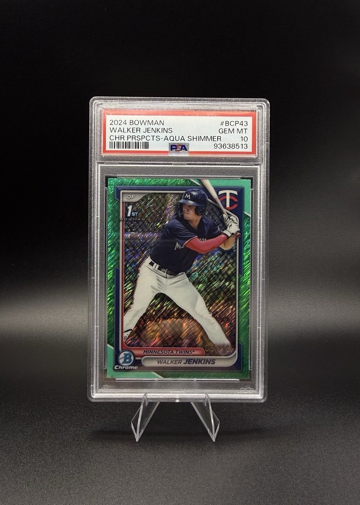 2024 Bowman Chrome 1st Walker Jenkins #BCP43 Aqua Shimmer Refractor #/125 PSA 10