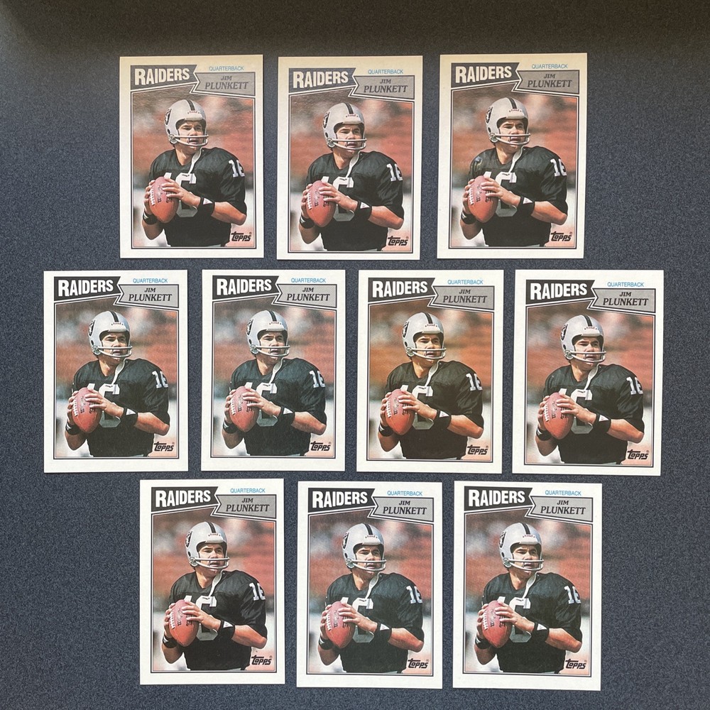 1987 Topps #214 Jim Plunkett – Raiders – Ten (10) count lot