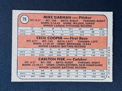 1972 Topps Rookie Stars #79 Carlton Fisk Cecil Cooper Mike Garman RC Red Sox