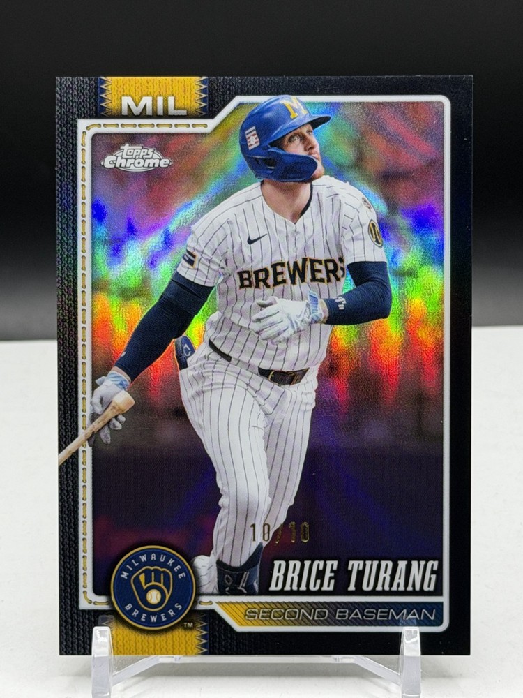 2026 Topps Chrome Brice Turang #4 Milwaukee Brewers Black Refractor /10