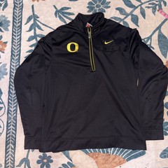 University Of Oregon Nike TEAM 1/4 Zip Sweatshirt Black And Yellow Men’s XL EUC