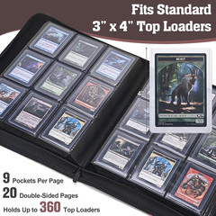 Top Loader Binder, 9-Pocket Trading Card Album, Holds 360 Top Loaders | Fits 3 X