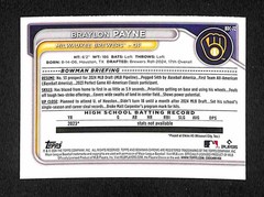 2024 Bowman Draft – Braylon Payne Chrome 1st Bowman #BDC-72 Brewers Prospect
