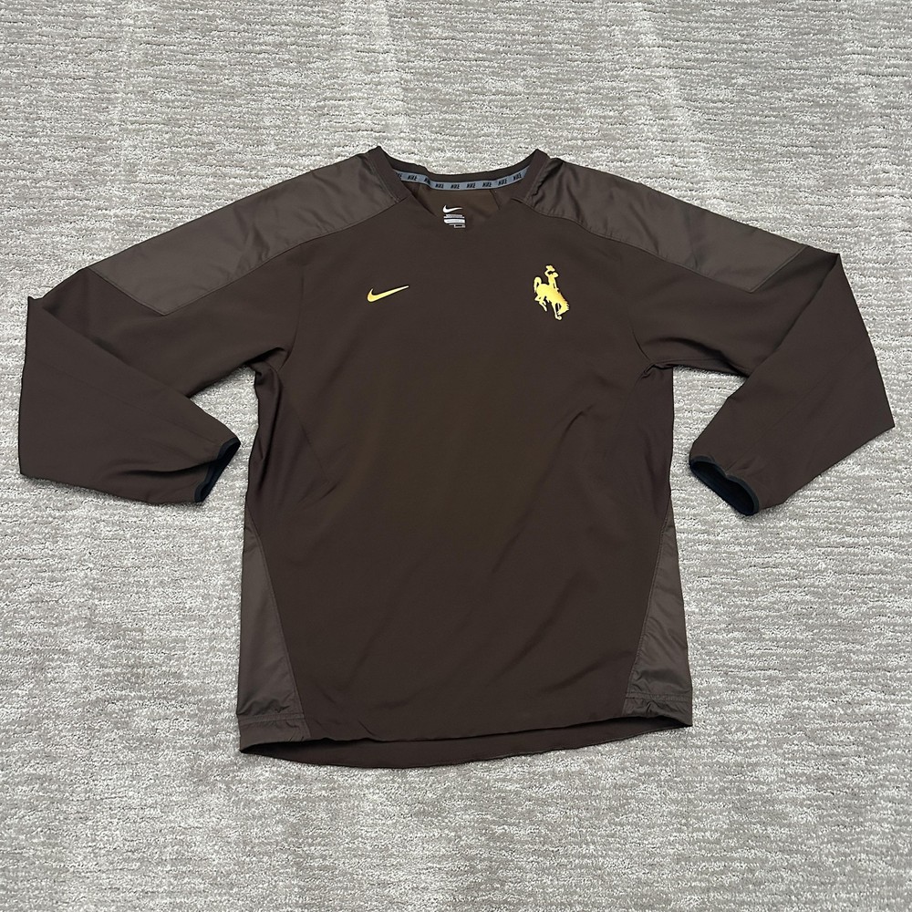 Wyoming Cowboys Jacket Mens Small Brown NCAA Football Nike Pullover UW Pokes