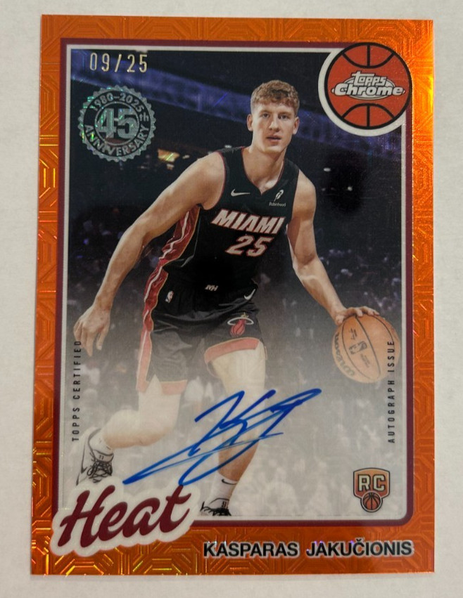 2026 TOPPS CHROME 45TH Kasparas Jakucionis ORANGE ROOKIE RC AUTO /25 BUCKS