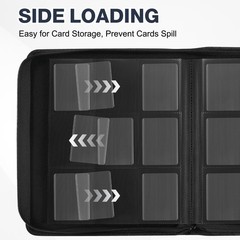360-Card Toploader Binder with 100 Toploaders, 9-Pocket PU Cover, Ringless Desig