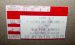 Cleveland Indians 4/25/1987 Ticket Stub vs NY Yankees Rick Rhoden CG 4 Hitter L