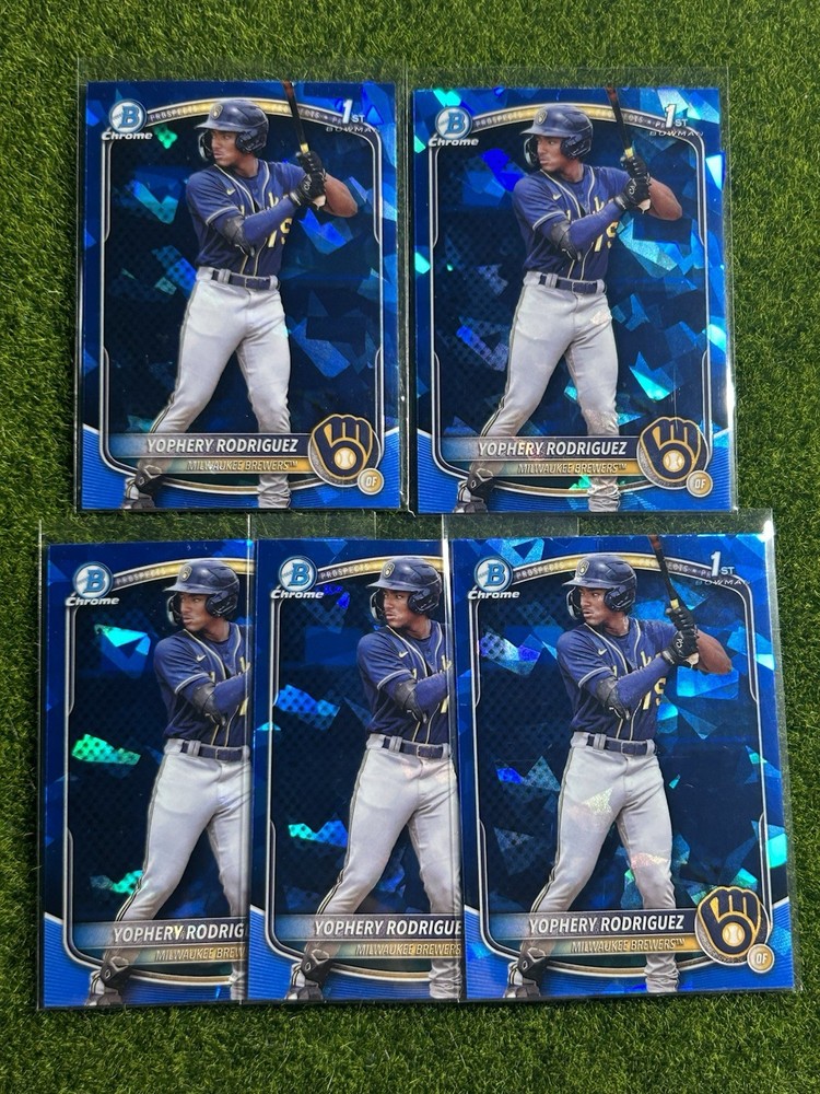 2025 Bowman Sapphire Yophery Rodriguez Lot (5) #BCP-36 1st Brewers Prospect