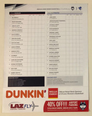 2024-25 KAITLYN CHEN UCONN HUSKIES WOMENS B&rsquo;BALL ROSTER CARD / BUECKER&rsquo;S RECORD