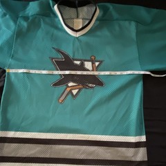 CCM San Jose Sharks Hockey Jersey Teal Black White Gray Men&rsquo;s Size L