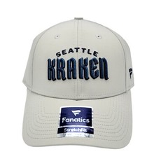 Seattle Kraken Fanatics Branded Wordmark Stretch Fit Size S/M Gray Hat Cap NEW