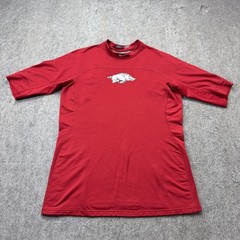 Arkansas Razorbacks Nike Pro Shirt Men L Red Gray Crew Neck Stretch Training