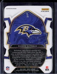 2022 Panini Select #75 Rashod Bateman Black and Green Prizm Die Cut