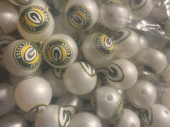 Green Bay Packers 16mm Acrylic Beads for beadable pens & DIY projects 6 pk