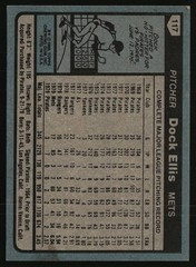 1980 Topps #117 Dock Ellis Free Shipping