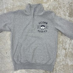 UConn Huskies Pullover Mens Medium Gray 1/4 Zip Long Sleeve Sweater Sweatshirt