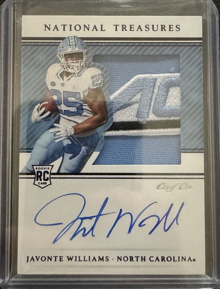 Javonte Williams 2021 National Treasures Collegiate RPA Rookie Patch Auto 1/1