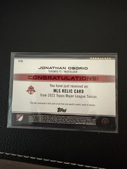 2022 Topps MLS Jonathan Osorio 823/1300 Toronto Jersey Relic Canada World Cup