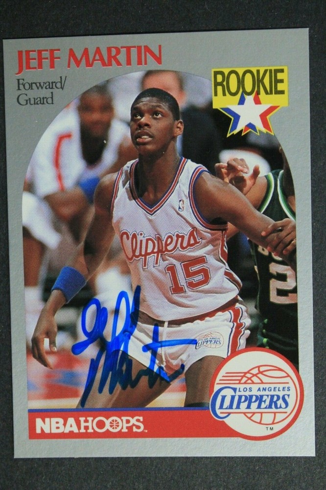 1990 NBA HOOPS #148 JEFF MARTIN CLIPPERS RC ROOKIE SIGNED AUTHENTIC AUTOGRAPH