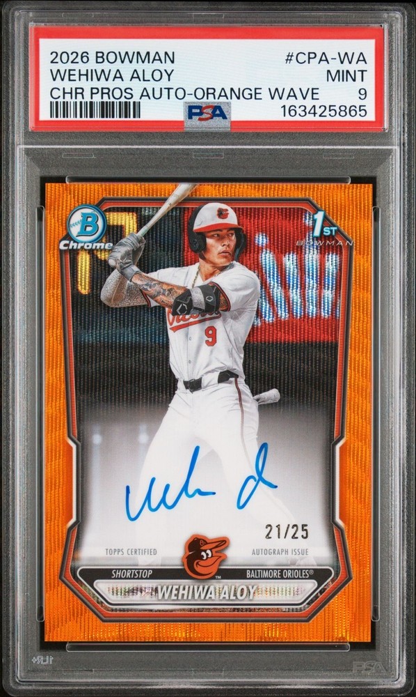 2026 BOWMAN CHROME PROSPECT AUTOGRAPHS CPA-WA WEHIWA ALOY ORANGE WAVE PSA 9