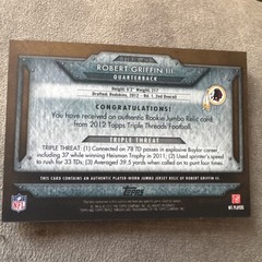 2012 Topps Triple Threads – Rookie Relic Robert Griffin III Sepia /75 (MEM, RC)