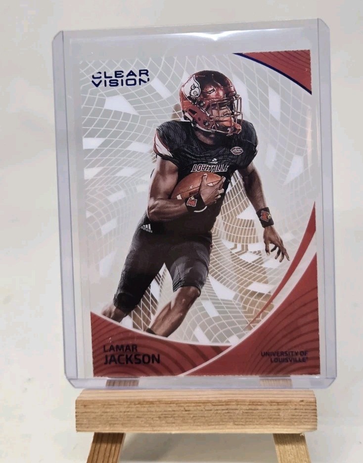 Lamar Jackson /99 2023 Panini Chronicles Draft Picks – Clear Vision #19 Blue
