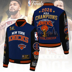 New York Knicks 2026 NBA Finals Champions Baseball Jacket – ALL PRINT, V10
