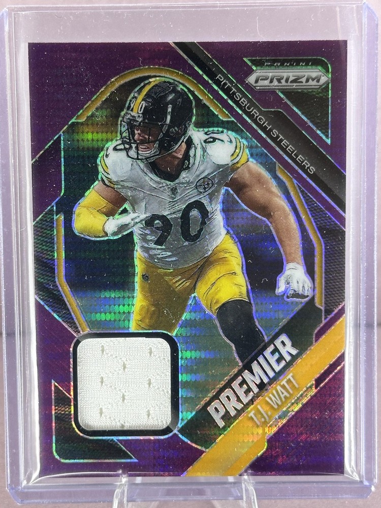 2025 Panini Prizm #PJY-TJW T.J. Watt Premier Jerseys Purple Pulsar MEM Steelers