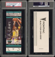 1997 KOBE BRYANT 1ST GAME IN VANCOUVER/16PT ROOKIE YEAR FULL TICKET LAKERS PSA 8
