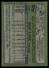 Don Aase 1982 Topps #199 California Angels MLB READ FREE SHIPPING AutographDen