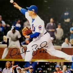 John Baker Game Chicago Cubs Pitching Catching Signed Auto 8×10 Photo 7/29/14
